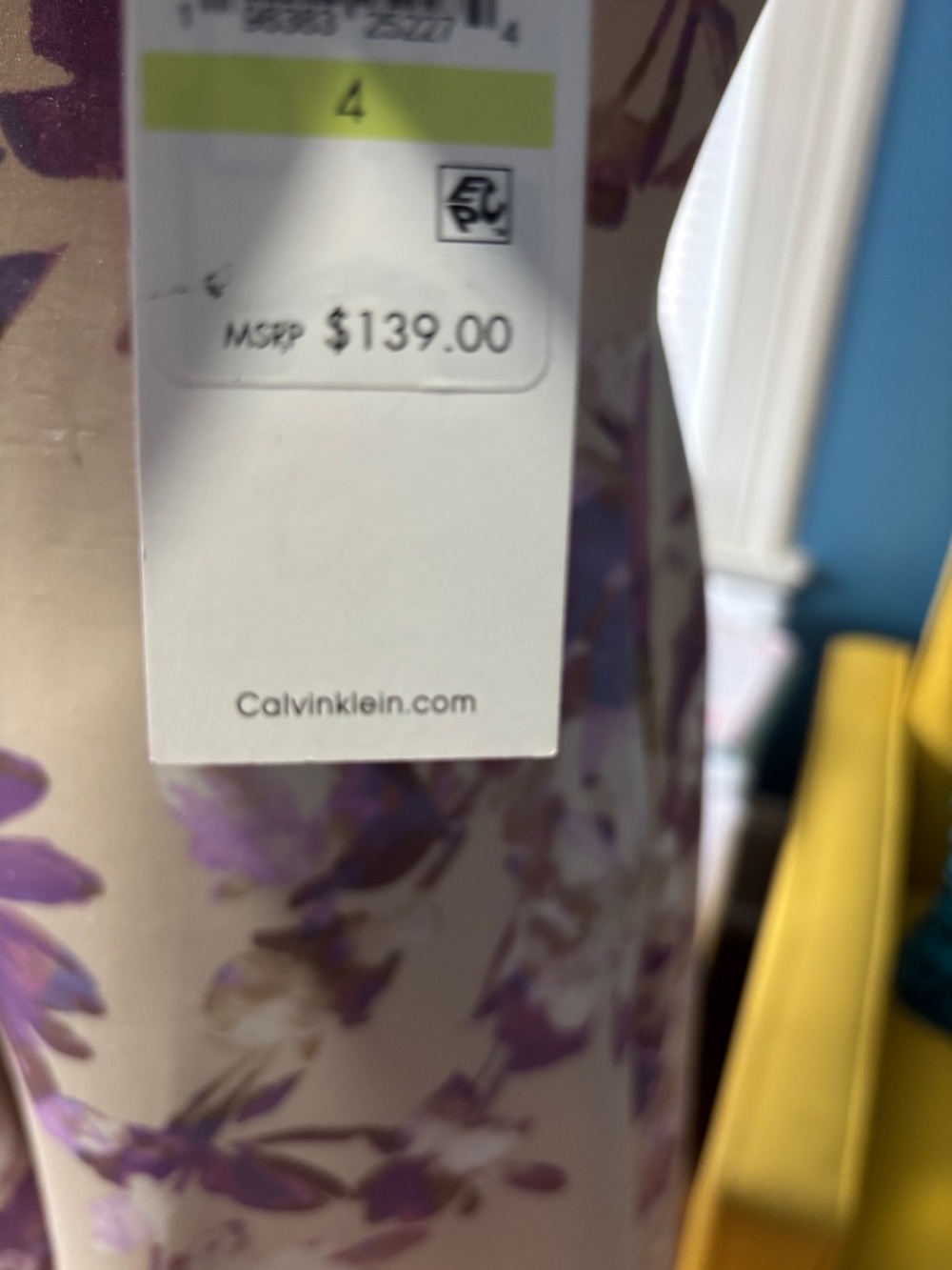 Calvin Klein Lavender Floral Midi Dress in Cream - Picture 9 of 10